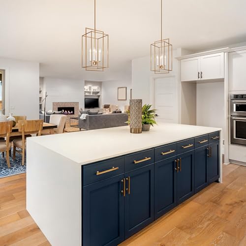 Image of KSANA Modern Gold Chandelier, 4-Light Geometric Pendant Chandeliers Hanging Light Fixture for Dining Room, Living Room, Bedroom, Kitchen Island, Foyer
