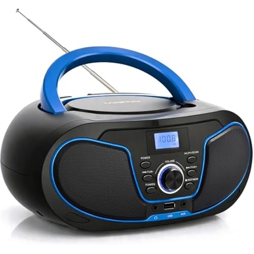 LONPOO Portable CD Boombox Bluetooth FM Radio, AC/Battery Powered