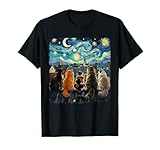 Funny Cat Starry Night Van Gogh Cats Rooftop Scene Feline T-Shirt