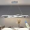 LED Pendant Light Dining Table Dimmable Pendant Light with Remote Control Pendant Lamp Linear Design Height Adjustable Chandelier Lamp for Dining Table Dining Room Secretariat Kitchen Light L100 cm / 57 W Chrome [Energy Class B]