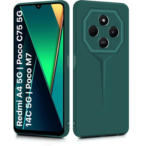 Image of WOW IMAGINE Back Cover for Redmi A4 5G | Poco C75 5G | 14C 5G | Poco M7 | Blade Series Ultra Thin Case with Lightweight Design | Camera Protection | Soft Matte Silicone Flexible Mobile Case - Green