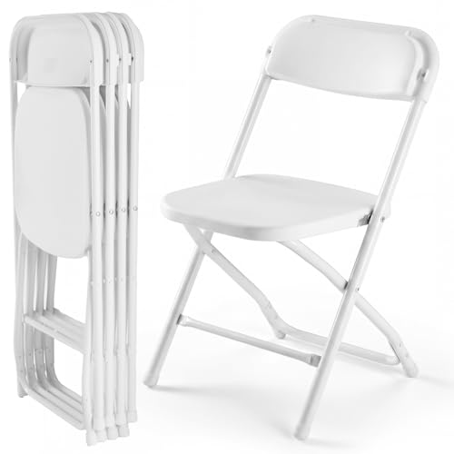 DUMOS Folding Chairs Sets of 4, 330lbs Plastic Stackable Portable