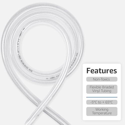 Tonbey XA-WSTMGID12-10FT 1/2 Inch Id X 10 Ft High Pressure Clear Flexible Pvc Tube,Heavy Duty Braided Clear Plastic Vinyl Tubing,Flexible Reinforced Vinyl Hose Tubing thumb #2