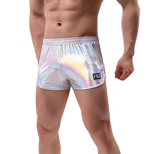 ABAFIP Men Holographic Shiny Metallic Swim Boxer Briefs Trunks Shorts Hot Pants Bikini Swimsuit Stage Clubwear3