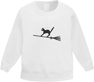 Azeeda 'Scared Cat On Broomstick' Kid's Sweatshirt/Jumper (3-4 Years) (KW00106291)