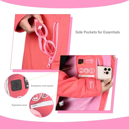 Image of Catalonia Waterproof Kids Swim Parka with Hood, Sherpa Lined Swim Coat with Inner Pocket & Write-On Name Tag