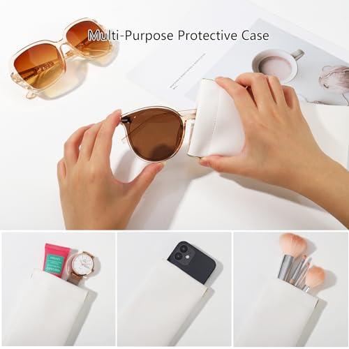 Image of 4Pcs Squeeze Top Glasses Case, Glasses Cases Soft, Portable Sunglass Case Soft Leather Eyeglass Case for Women Men Kid