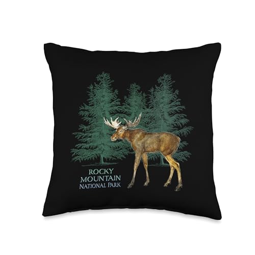 Rocky Mountain National Park Colorado Moose Trees Throw Pillow