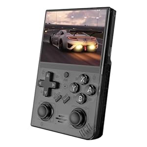 R35PLUS Handheld Game Console, 3.5 Inch IPS Screen Linux System Built-in 10000+ Classic Video Games 64G TF(Black)