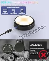 USB Aufladbar LED Spot Akku, 2000mAh Aufladbar Puck Lights mit Fernbedienung, 7 RGB und 3000K/4500K/6000K Vitrinenbeleuchtung, Magnetische Dimmbare Schrankbeleuchtung für Schränke, Küche, Regale – Ansicht 2