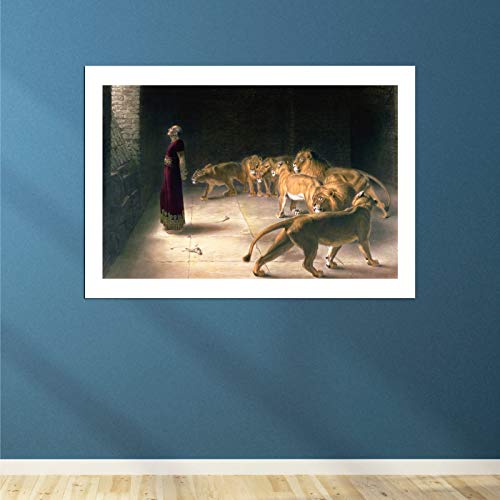 Spiffing Prints Briton Rivière Daniel In The Lions Den Mezzotint By J B Pratt With Hand Colouring - Medium - Matte - Unframed #TOP3