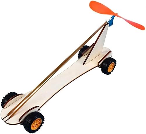 Rubber Band Powered Car Science Kit DIY Project | STEM Learning, Wooden Build, Propeller Driven, Kids Assembly, Hands-On Activity
