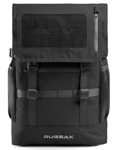 RUGSAK Original PRO | Laptoprucksack Wasserdicht [20-35L] Handgepäck 40x30x20 | Rucksack für Business Sport Uni Wandern Reisen | Wickelrucksack | Damen Herren Teenager (Phantom Black)