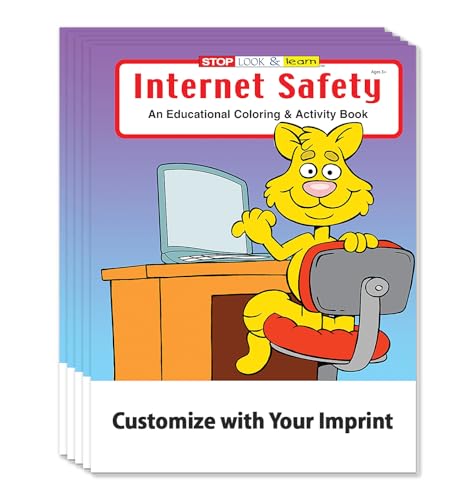 ZOCO – Online Safety – Custom Coloring Books for Kids (250 Bulk Pack, Without Crayons) – Games, Puzzles & Activities for Teaching Internet Safety – Add Your Imprint