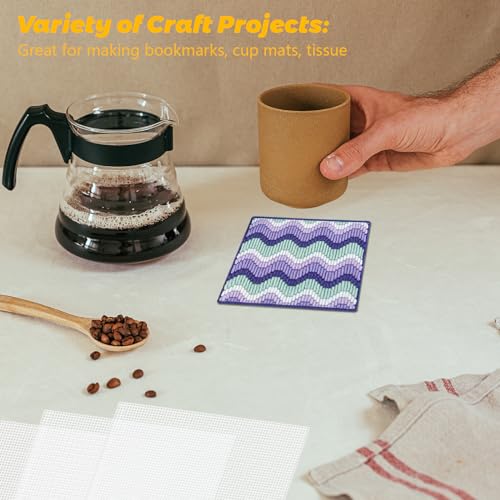 CZWESTC 12 Pieces Mesh Plastic Canvas Sheets, 13x9.85inch Plastic Canvas for Embroidery Crafting, Cross Stitching, Making Jewelry Organizer, and Acrylic Yarn Crafting - Thumbnail 5