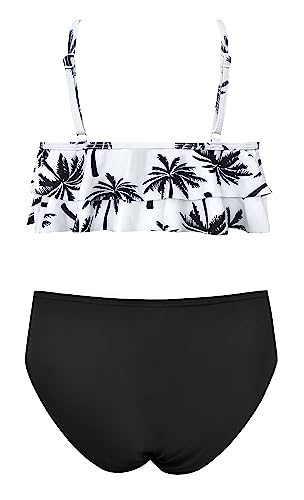 Image of SHEKINI Girls Floral Print Bathing Suits Ruffle Flounce Two Piece Swimsuits | Girls Bikini,Girls Bathing Suit,Swimsuits for Kids,Kids Bikini,Girls 2 Piece Swimsuit,Summer Hawaii Beach Swimwear,6-12 Years