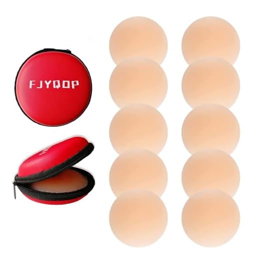 FJYQOP Silicone Nipple Covers - 5 Pairs, Women's Reusable Adhesive Invisible Pasties Nippleless Covers Round