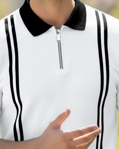 Image of AUSK Men Casual T-Shirt, Texture Printed Half Sleeve Tshirt for Mens, Polo Tshirt for Boys