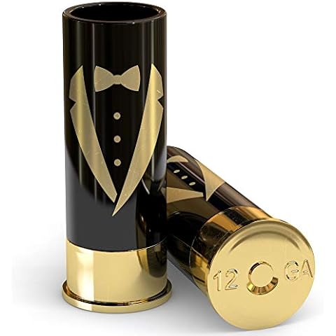 Old Southern Brass The Original 12 Gauge Shot Glasses Set of 4 - Groomsmen Tuxedo - American Owned & Operated - LIFETIME GUARENTEE Cover