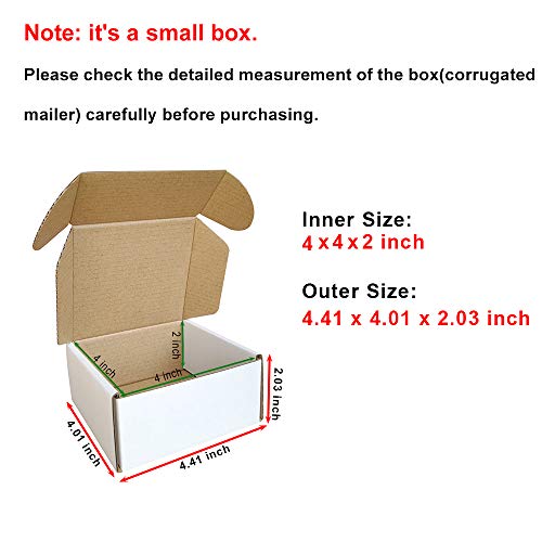CH-BOX 50 Pack 4x4x2''(Inner Size) Corrugated Mailers, Cardboard Small Shipping Boxes, Oyster White (CM442)