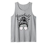 Photo Gallery maglietta da tifoso baseball mom messy bun game day canotta Photo Gallery maglietta da tifoso baseball mom messy bun game day canotta