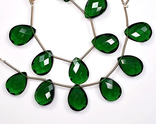 Tsavorite green quartz LKBEADS 12x16mm perles briolettes poire facettées pour fabrication bijoux