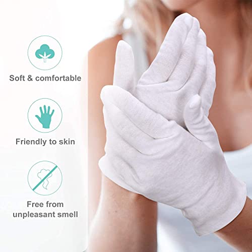 2 Pairs White Cotton Gloves, Moisturizing Soft Elastic Skincare Glove Working For Women Dry Hands, Jewelry Inspection Service, Film Processing, Coin Collection, Honor Guard Parade