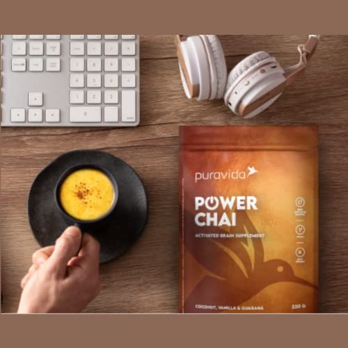 Kit Puravida Power Chai Activated Brain Suppement Pura Vida 220g + Porta Capsula