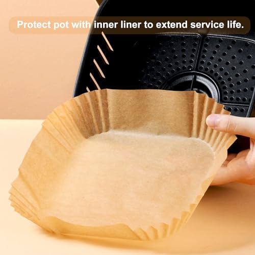SHINYMOMO Air Fryer Paper Liners,100Pcs Airfryer Disposable Liners Paper,Non Stick Parchment Paper Liners for Air Fryer Basket,Food Grade Air Fryer Accessories for Microwave Oven Steamer 7.9“ Square by SHINYMOMO - Image 6