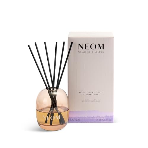 NEOM Perfect Nights Sleep Reed Diffuser 100ml I Lavender Chamomile and Patchouli I 100% Natural Fragrances I Lasts 12 weeks I Refillable and Reusable