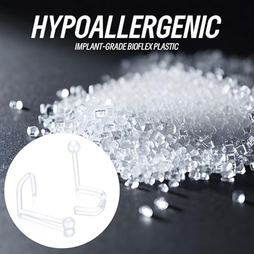 Clear Nose Ring Bioflex for Women and Men,Plastic Cear Nose Studs for Work L Shaped,Body Clear Piercing Retainer 18g Nose Rings Studs Piercing Jewelry2