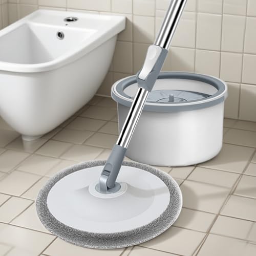 Wischeimer-Set, rotierender Bodenreinigungsmopp und einzelner Eimer, Haushaltsreiniger-Zubehör mit separatem Schmutzwassersystem für Badezimmer Küche – Bild 4