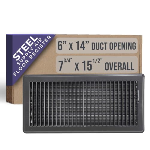 Fits 6x14 and 14x6 Duct Opening | Floor Register with Louvered Design by Handua | Heavy Duty Walkable Design with Damper | Floor Vent Grille | Easy to Adjust Air Supply Lever | Black by Handua - Used condition - US$20.90