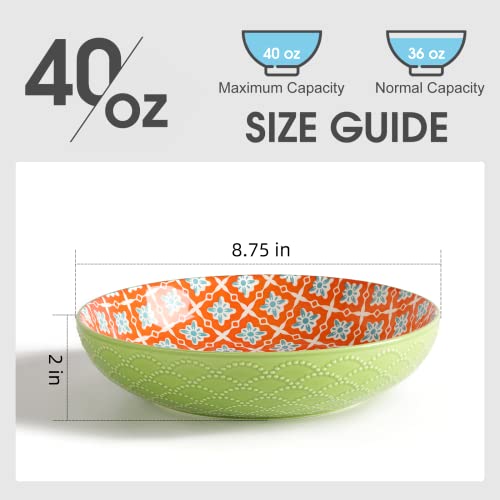 Metahom VIBRANT COLOR COLLECTION Ceramic Pasta Bowls, 40 Oz Large Salad Bowls thumb #3