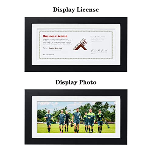 Golden State Art, 5X10 Wood Frame For 4X9 Business License Certificate With White Mat & Table-Top Display, Black #TOP1
