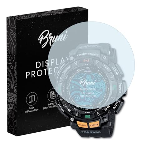 Bruni Película Protectora compatible con Casio PRG-240-1ER Protector Película, claro Lámina Protectora (2X)