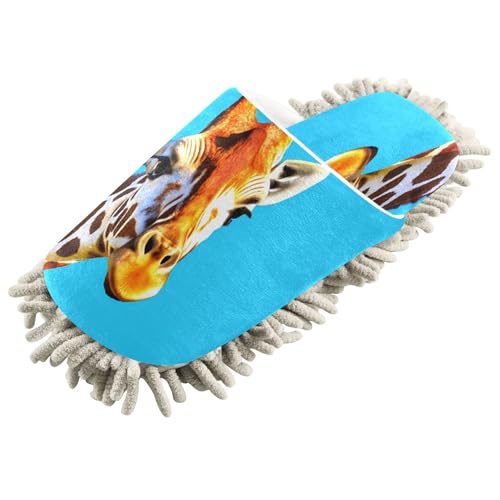 Kigai Giraffe Mop Slippers for Floor Cleaning, Slippers for Women Men, Microfiber Floor Cleaning, L