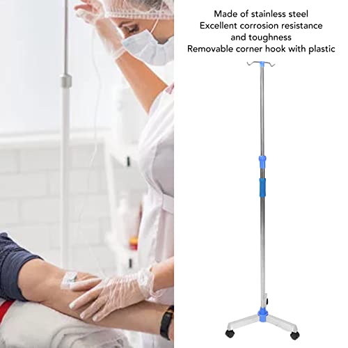Iv Pole, 2 Hook, 3 Caster, Portable Rolling Iv Stand Pole, Height Adjustable Stainless Steel Stable Infusion Stand Iv Bag Holder For Hospital, Home Care, Community Service Centers #TOP3