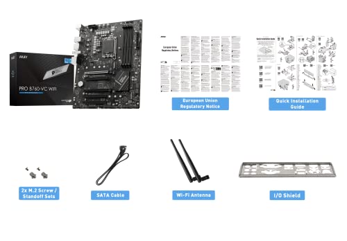 Image of MSI PRO B760-VC WiFi ProSeries Motherboard (Supports 12th /13th /14th Gen Intel Processors, LGA 1700, DDR5, PCIe 4.0, M.2, 2.5Gbps LAN, USB 3.2 Gen2, Wi-Fi 5.1, Bluetooth 5.1, ATX)