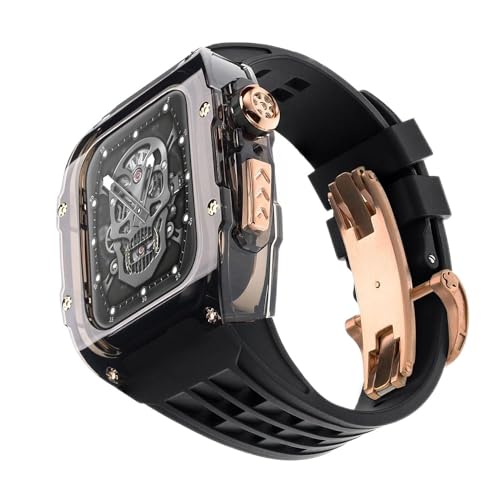 Kit modification Apple Watch Ultra 49mm : boîtier transparent RM Glacier et bracelet premium