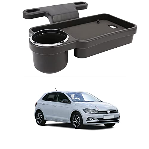 Image of Oshotto (FT-04) Foldable Car Auto Headrest Rear Back Seat Table Drink Food Cup Tray Holder Compatible with Volkswagen Polo - Black