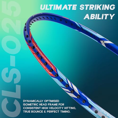 Konex Premium Badminton Racquet with Carbon Shaft | Ultra Durable & Lightweight, Graphite Layered Design | Ideal for Intermediate Players Pearl (Pack of 1, with String) White & Blue - Image 5