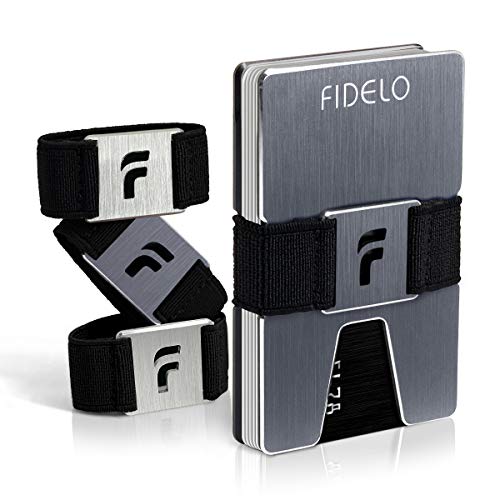 Fidelo Minimalist Wallet for Men – Slim Credit Card Holder Money Clip – RFID Blocking Front Pocket Mens Wallets