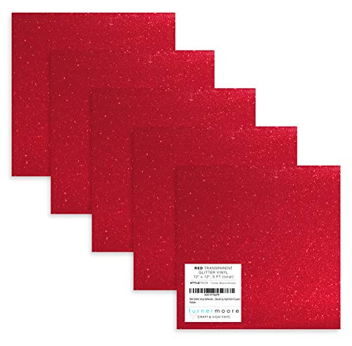 Vinyle adhésif rouge paillettes Styletech (5 feuilles 30,5x30,5 cm) pour Cricut