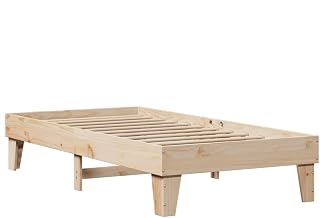 vidaXL Massivholzbett, Holzbett ohne Matratze mit Stauraum, Bettgestell mit Lattenrost, Bett Einzelbett für Schlafzimmer, 100x200cm Kiefernholz