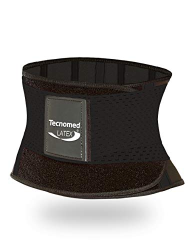 TECNOMED Cinturón de entrenamiento de cintura de látex negro para mujeres y hombres – Doble banda de agarre correa de entrenamiento entrenamiento deportivo faja S-XL