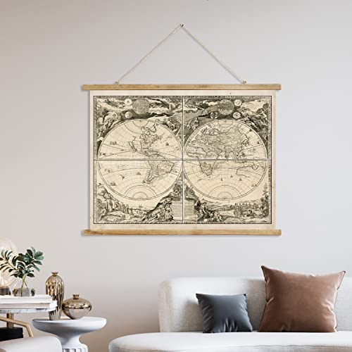 Ancient World Nautical Map - Vintage Map Poster With Wood Frame, Retro Style World Map Tapestry, World History Adventure Civilization Map - Wall-Hanging Decor Art Painting For Living Room, Bedroom, Dorm (29 X 39 Inches). #TOP16