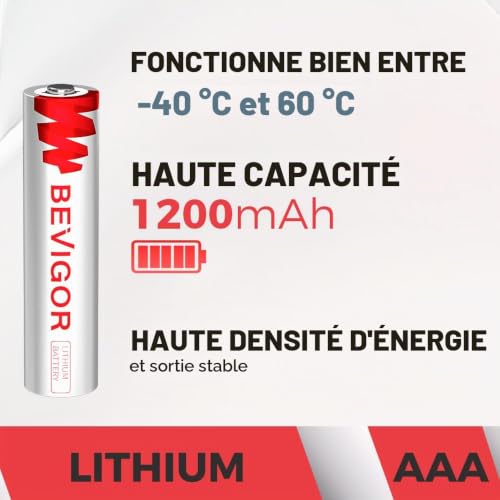 BEVIGOR Piles AAA Lithium 8 Pièces, 1.5V Haute Capacité Piles AAA, Non Rechargeables, Adaptées Aux Lampes Torches, Jouets Et Autres Types D'Équipements Domestiques – vue 2