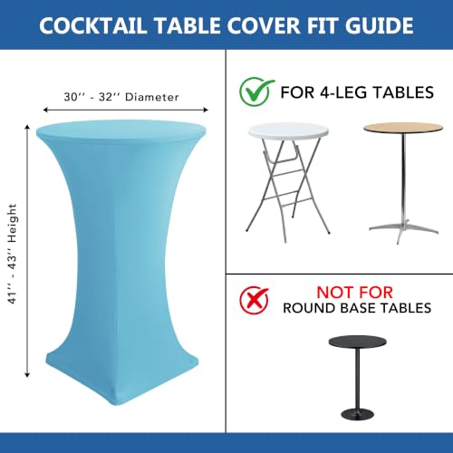 Enjoyidea Cocktail Table Covers-Spandex Round High Top Table Cloths 6 Pack 32x43 Inch-Light Blue Stretch Fitted Bar Tall Tablecloth for Pub Bistro Highboy Party Banquet Height Folding Satnding Tables by Enjoyidea - Used condition - Image 7