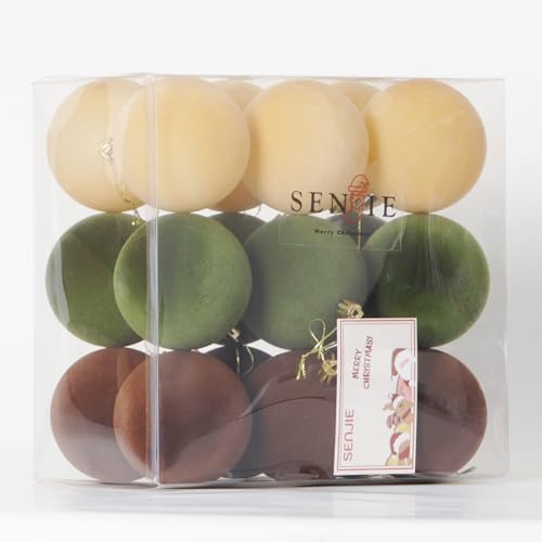 Senjie 18 PCS Velvet Ornaments Balls Sets for Christmas Tree 3.15inch Multicolor Flocked Christmas Balls Assortment for Xmas